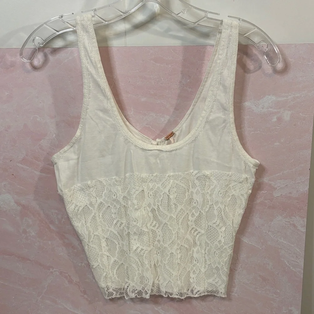 Free People Ivory Lace Detail Crop Top | Fully Lined | S